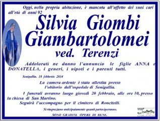 Manifesto funebre per Silvia Giombi Giambartolomei