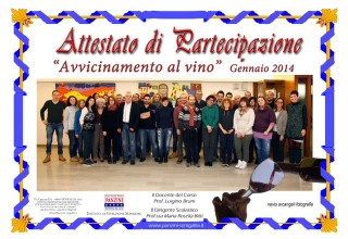 Corso avvicinamento al vino-Attestato di partecipazione
