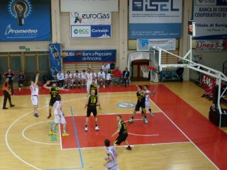 Matteo Battisti al tiro per la Goldengas Pallacanestro Senigallia
