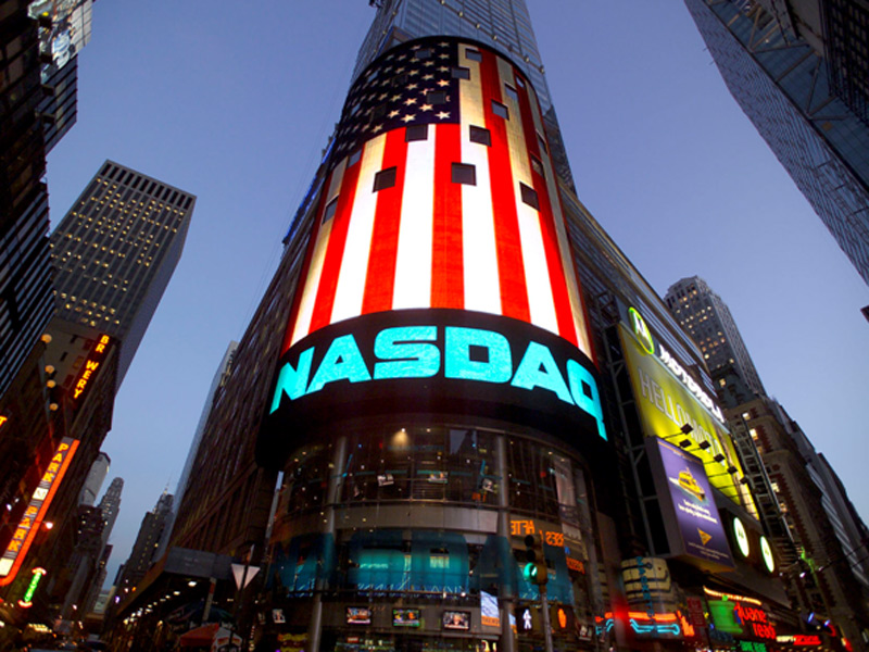 Il Nasdaq, l'indice tecnologico americano, con sede a Times Square
