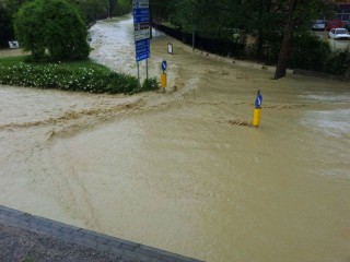 Zona del Campus scolastico di Senigallia durante l'alluvione