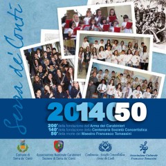 La locandina con gli eventi per ricordare il 200° anno della fondazione dell'Arma dei Carabinieri, il 140° anno della fondazione della Centenaria Società Concertistica, il 50° anno della morte del M° Francesco Tomassini