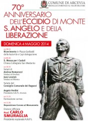 Locandina del programma delle celebrazioni per il 70° anniversario dell'Eccidio di Monte S.Angelo di Arcevia