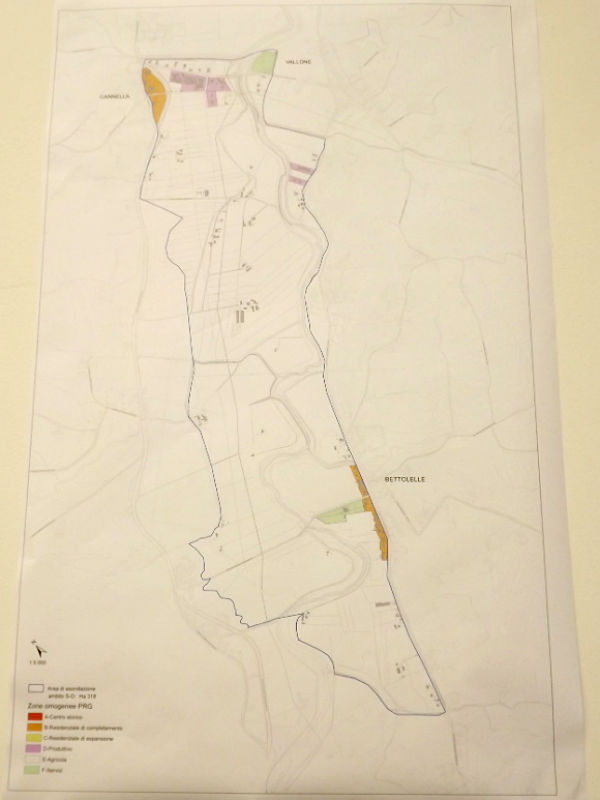 La mappa del territorio tra Bettolelle e Vallone