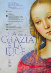 Locandina della mostra "La Grazia e La Luce – La pala di Senigallia del Perugino. Armonia e discordanze nella pittura marchigiana di fine Quattrocento"