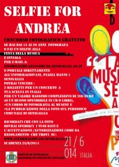 Locandina del concorso fotografico riservato ai giovani "Selfie for Andrea"