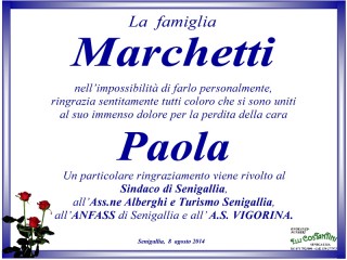 Manifesto funebre della famiglia Marchetti per Paola Modesti