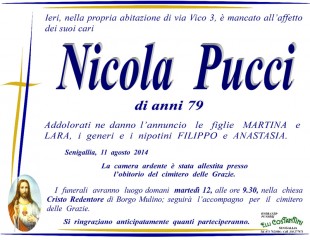 Manifesto funebre per Nicola Pucci