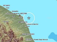 La mappa del terremoto del 9 agosto sulla costa marchigiana del mare Adriatico (dati Ingv)