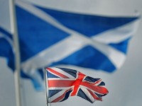 Le bandiere di Scozia e del Regno Unito, referendum per l'indipendenza