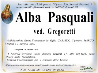 Manifesto funebre per Alba Pasquali