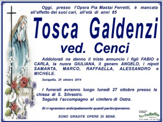 Necrologio Tosca Galdenzi