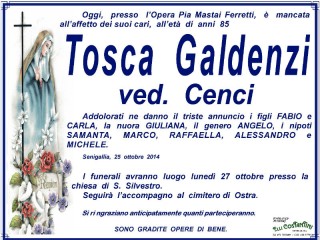 Necrologio Tosca Galdenzi