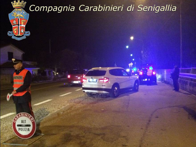 Posti di blocco e controllo dei Carabinieri a Senigallia