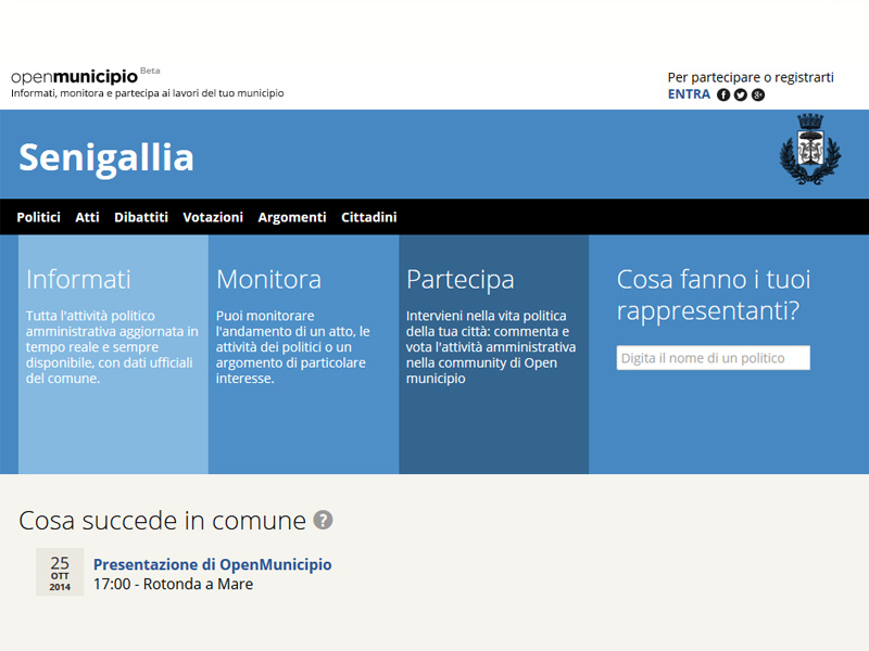 screenshot del sito web senigallia.openmunicipio.it