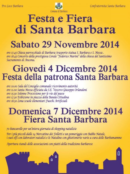 Eventi per la festa e la fiera di Santa Barbara