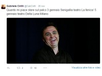 Gabriele Cirilli su twitter annuncia lo spettacolo a Senigallia