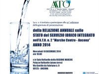 locandina per la relazione annuale sullo stato del servizio idrico integrato nell'A.T.O. n. 2 "Marche Centro - Ancona"