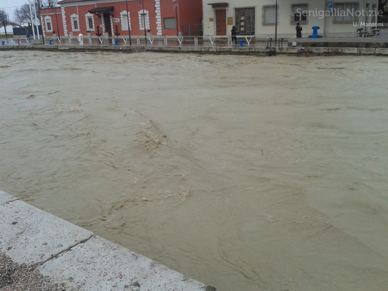 Maltempo a Senigallia: fiume Misa in piena