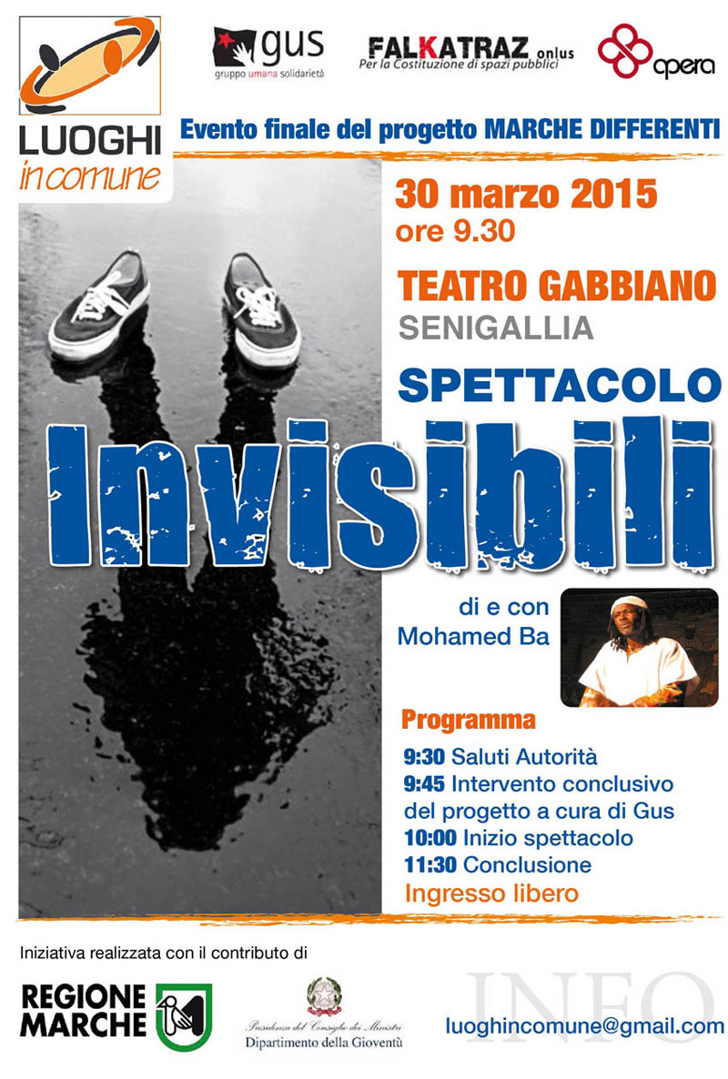 Lo spettacolo "Invisibili" al Gabbiano di Senigallia - locandina