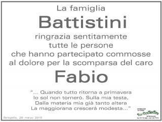 Manifesto di ringraziamento della famiglia Battistini