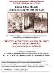 Locandina della conferenza sulle presenze monastiche a Serra de' Conti dal XII secoldo a oggi