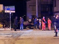 L'auto cappottata a Senigallia dopo l'incidente in via Sanzio