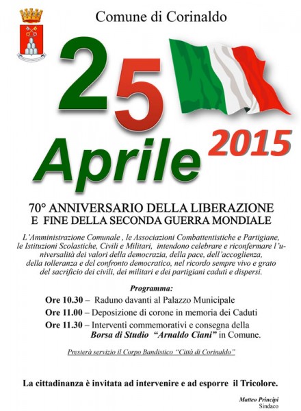 programma 25 aprile a Corinaldo