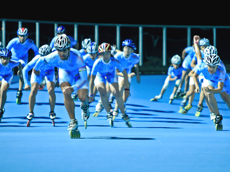 Atleti Team Roller al pattinodromo di Senigallia