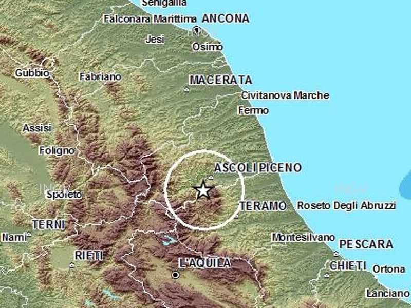 mappa del terremoto di venerdì 8 maggio ad Ascoli Piceno
