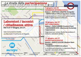 locandina degli incontri sulla partecipazione: per n laboratorio di cittadinanza attiva