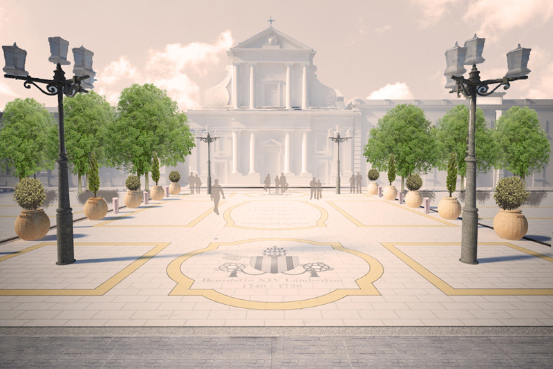 La "nuova" piazza Garibaldi dopo l'intervento di riqualificazione dell'isolato denominato "Orti del Vescovo"