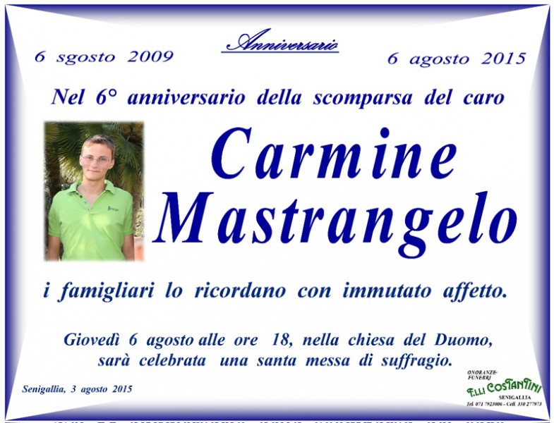Manifesto per l'anniversario della scomparsa di Carmine Mastrangelo