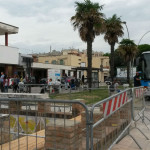 Il parcheggio per autobus davanti la stazione ferroviaria di Senigallia