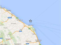 Mappa del terremoto del 1° ottobre 2015 al largo di Ancona