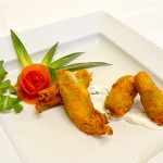 fiori di zucca farciti con rombo e tartufo nero pregiato