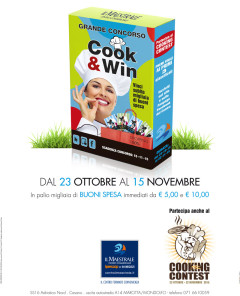 Locandina del concorso "cook&win" al centro commerciale Il Maestrale
