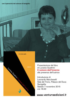 locandina dell'incontro con Luciana Quattrini a Senigallia per la presentazione dell'ultimo romanzo