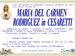 Necrologio Maria Del Carmen Rodriguez in Cesaretti