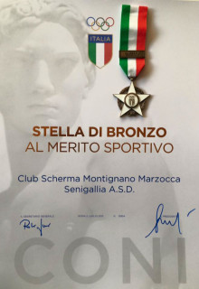 Il riconoscimento della Stella di Bronzo al merito sportivo 2014 per il Club Scherma Montignano Marzocca Senigallia