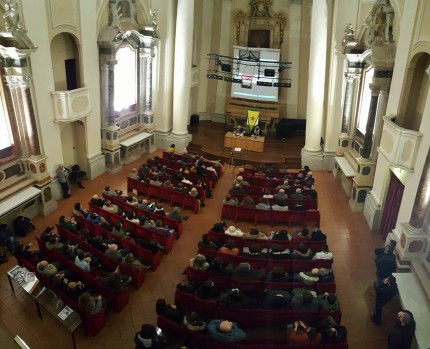 Il pubblico dell'incontro all'auditorium San Rocco di Senigallia con Karim Franceschi