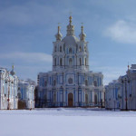 La cattedrale di Smolny a San Pietroburgo, in Russia
