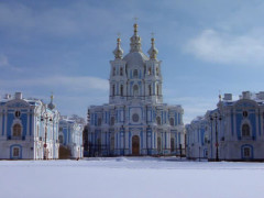 La cattedrale di Smolny a San Pietroburgo, in Russia