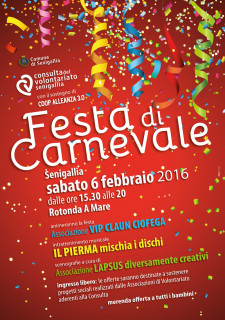 Locandina della festa di carnevale alla Rotonda di Senigallia