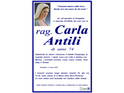 Carla Antili necrologio
