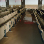 Danni all'aula magna del liceo scientifico di Senigallia E.Medi dopo l'alluvione del 3 maggio 2014