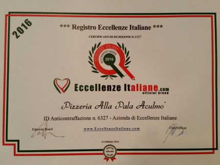 Eccellenze Italiane - Certificazione Pizzeria Aculmò