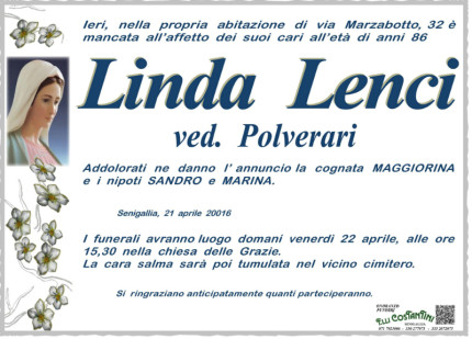 Necrologio Linda Lenci ved. Polverari.