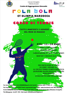 La locandina del corso di tennis promosso dal CAG Rola Bola di Marzocca