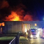 Vigili del Fuoco impegnati nell'incendio di un capannone alla Cesanella